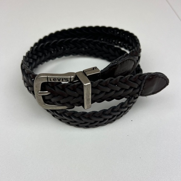 Levi's Kids Genuine Leather Braided Belt in Reversible Dark Brown/Black - Picture 1 of 6